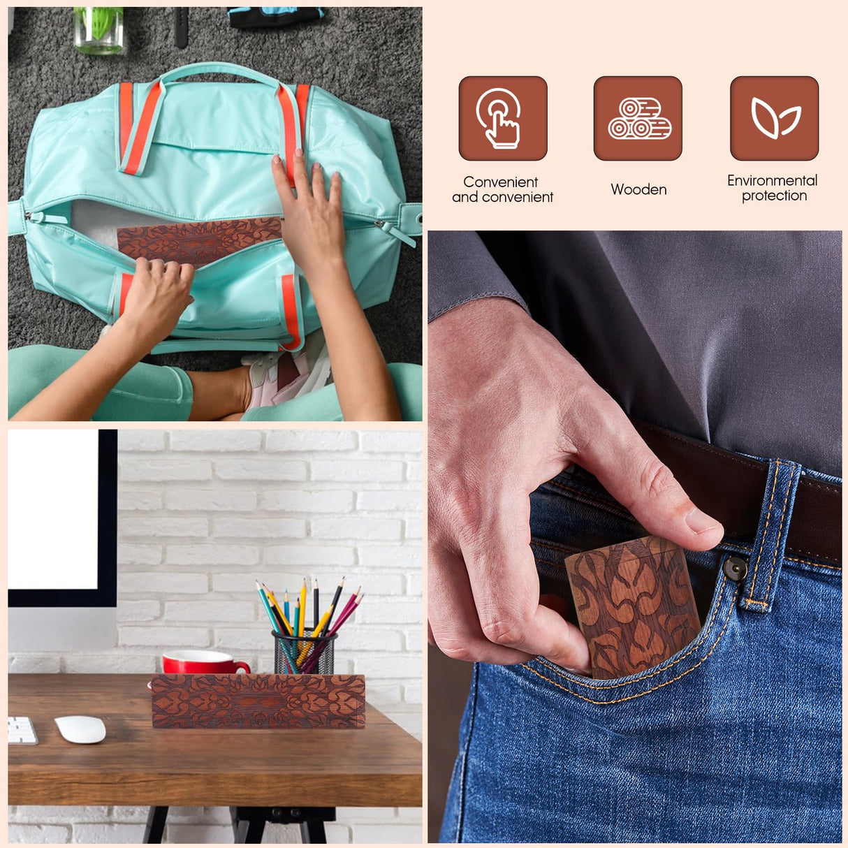OYTKWU Wooden Weekly Pill Organizer - 7 Day Pill Box, Safe Travel Container, Perfect for Tracking Weekly Medication (Brown) OYTKWU