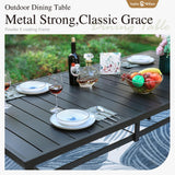 Sophia & William Patio Table and Chairs Set, Outdoor Dining Set for 8, 9 Piece Metal Patio Furniture, 82.7" Black Rectangular Table(Beehive) Sophia & William