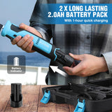 FLISSA Cordless Electric Fillet Knife for Fish with 8" and 10" Stainless Steel Blades, Rechargeable Electric Knife with Non-Slip Handle, 2 Packs Long Lasting Lithium-ion Battery, Portable Carry Case FLISSA