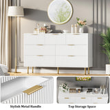 GarveeHome Fluted Wood Dresser 7 Drawers Dresser for Bedroom, Large Modern White Dresser with Gold Handle, Wood Drawer Organizer for Bedroom, Living Room, Hallway, Entryway GarveeHome