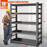78"H Garage Shelving Unit and Storage-Easy Assembly Metal Shelves 5-Tier Utility Rack| Heavy-Duty Adjustable Shelf| Steel Rust-Resistant Shelves for Industrial,Warehouse,Basement,18"D x 48"W x 78"H Metallitrend