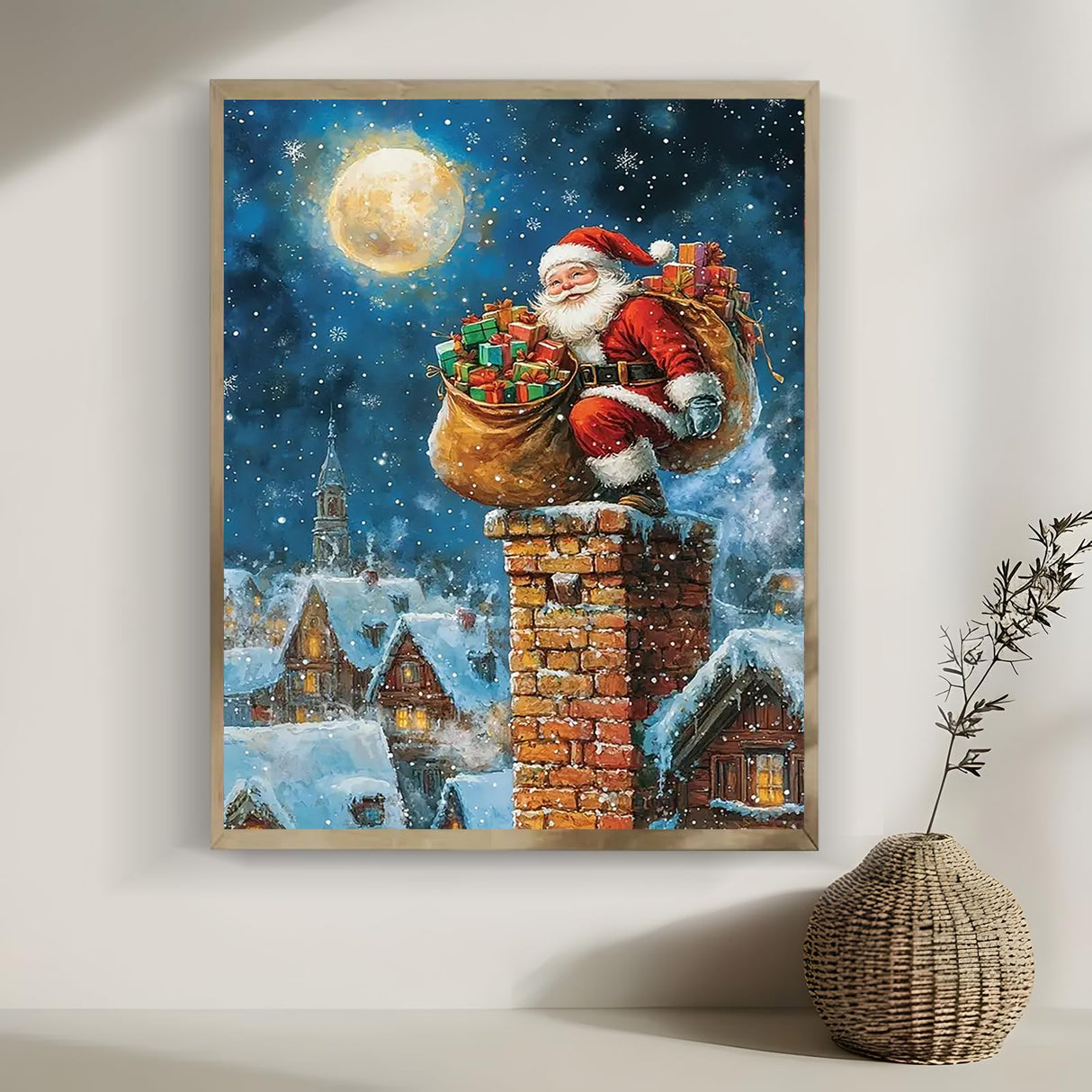Christmas Santa Claus Chimney Diamond Painting Kits for Adults, 5D Diamond Art Kits for Adults Beginners,DIY Full Round Drill Diamond Dot Painting Gem Art Kits for Adult,Home Wall Decor 11.8x15.7 Inch LKHMVCA