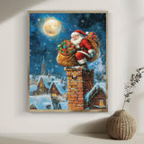 Christmas Santa Claus Chimney Diamond Painting Kits for Adults, 5D Diamond Art Kits for Adults Beginners,DIY Full Round Drill Diamond Dot Painting Gem Art Kits for Adult,Home Wall Decor 11.8x15.7 Inch LKHMVCA