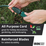 Iron Forge Cable Weatherproof Outdoor Extension Cord 100 ft, 16/3 SJTW Heavy Duty Green Extension Cord 3 Prong, Power Cable Great for Outside, Outdoor Lights, Lawn & Landscaping - US Veteran Owned IRON FORGE CABLE