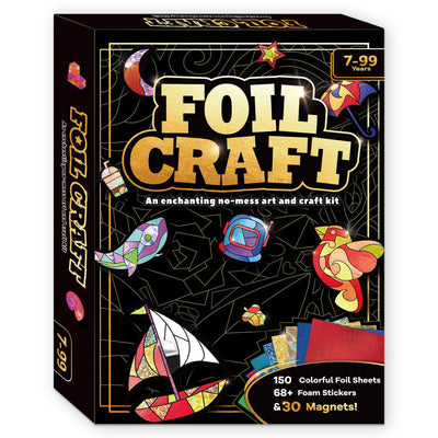 FLUXOJOY Foil Art Craft Kits for Kids, Mess -Free Fun Activity Set for Child, DIY Printing Craft Kits, Gifts for Ages 4 5 6 7 8 9 10 11 12 Years and Up, Art Supplier Travel Toys for Boys Girls
