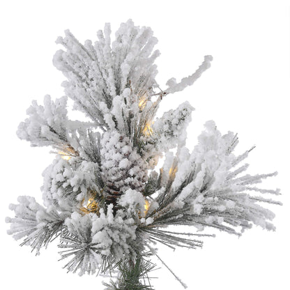 Vickerman 12' Flocked Alberta Artificial Christmas Tree, Pure White LED Lights - Snow Covered Faux Tree - Seasonal Indoor Home Decor - Easy Assembly