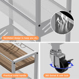 DGSNADGO Slim Rolling Storage Cart, 4-Tier Kitchen Cart on Wheels, Narrow Utility Cart with Handle and Wooden Tabletop for Small Space in Kitchen, Living Room, Bathroom, Laundry Room, Beige and White DGSANDGO