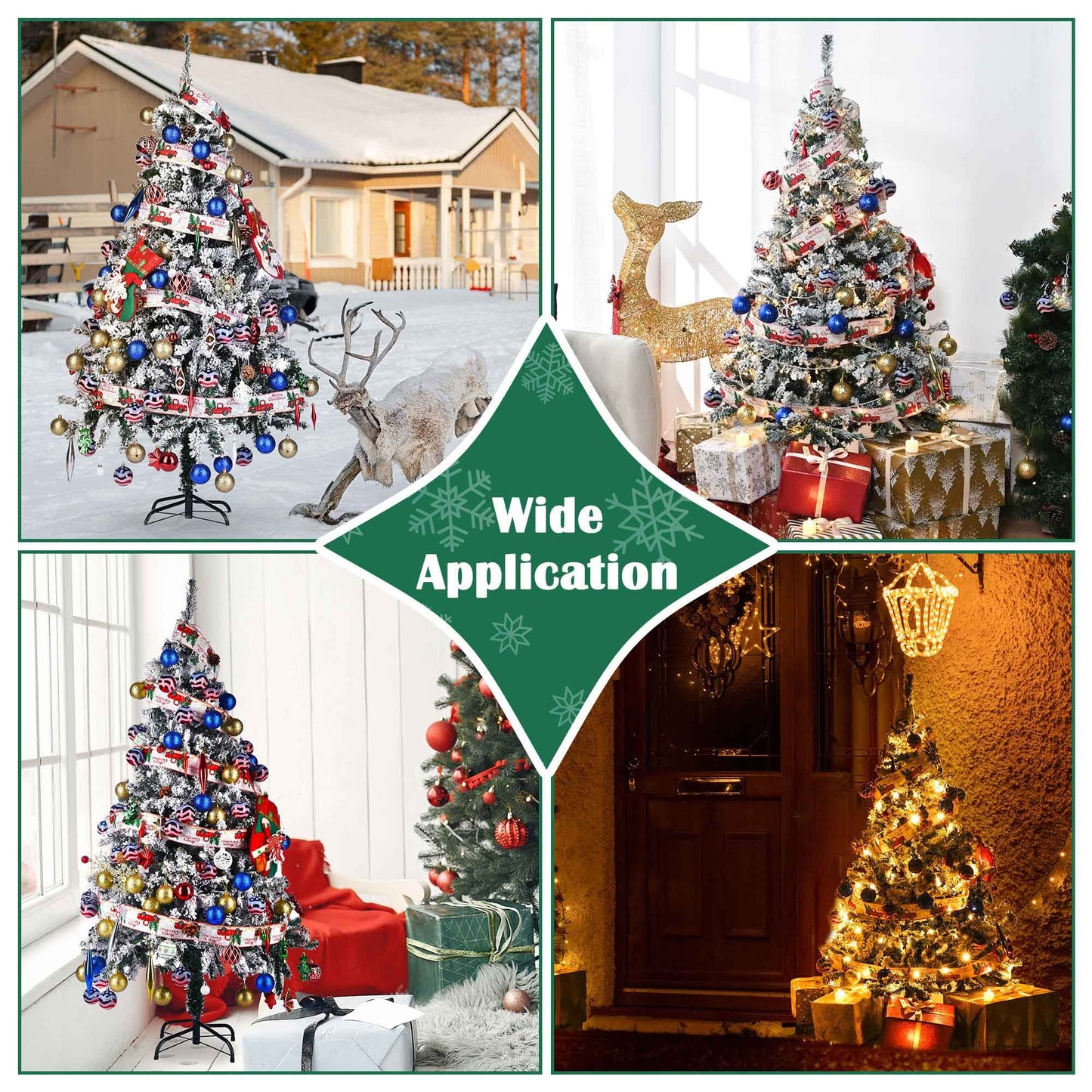 Yescom White Christmas Tree Artificial Pine Tree,5Ft Flocked Xmas Tree,Foldable Hinged,518 Branch Tips for Party Holiday Office Home Decoration