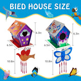 Kids Crafts for Ages 6-14, 2 Pack Montessori Bird House/Foil/Wind Chime/Stickers, Genius Designer DIY Birdhouse Wooden Art Set, Idea Birthday for Girl Boy Children 6 7 8 9 10 Year Old Jamboa