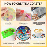 Dragon Diamond Art Coasters Kit: 8 Pcs Fantastic Dragon Diamond Painting Coasters with Holder and Cork Pads, DIY Coaster Craft Set for Adults Beginners Home Decor Gifts CRASHOT