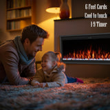 Benrocks 60'' WiFi- Enabled Electric Fireplace Inserts - Alexa & App Control, Slim Recessed & Wall Mounted, 13 * 13 * 3 Flame Color Combinations, 750W/1500W, Black Benrocks