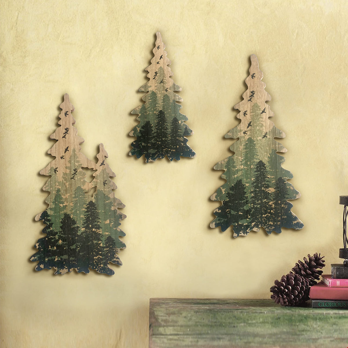 Limygus Woodland Wall Art Paintings Bushes Wall Decorations Set of 3 Limygus