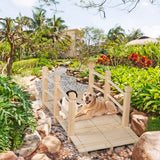 S AFSTAR Garden Bridge, 5FT Wooden Arc Footbridge for Outdoors with Safety Guardrails, Decorative Landscaping for Garden Yard Walkway Creek Farm, 400 LBS Capacity (Natural Finished) S AFSTAR