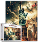 American Statue of Liberty Jigsaw Puzzles for Adults 1000 Pieces, Blast War United States Flag Art Jigsaw Puzzle DIY Craft Puzzles for Home Decoration Gifts, Family Puzzle Perfect for Game Nights Tucocoo