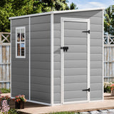 Outdoor Resin Storage Shed 5x4 FT Sheds Kit with Floor Window Lockable Door Included, Waterproof Outside Plastic Sheds for Backyard Garden Patio Lawn Tools WELYAS