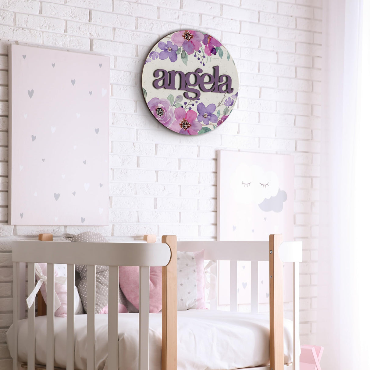 Personalized Round Wooden 3D Name Sign for Nursery Wall Decor, 5 Sizes, 5 Fonts Options, 3D Custom Round Nursery Name Sign, Personalized Baby Name Amazing Items