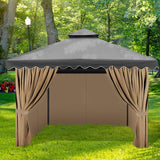 slashome 10'x12' Gazebo Curtains Outdoor Waterproof, Khaki Universal Replacement Curtain 4-Panels, Sidewalls with Zipper for Garden, Patio, Yard (Only Curtains) slashome