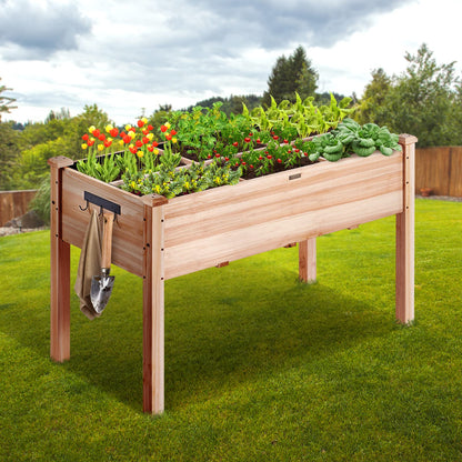 VEVOR Raised Garden Bed 48x24x30in with Sturdy Legs, High End Natural Fir Wood Planter Box Elevated Planting Stand for Backyard/Garden/Patio/Balcony w/Non -Woven Liner & 1 Set of Tool, 220lb Capacity