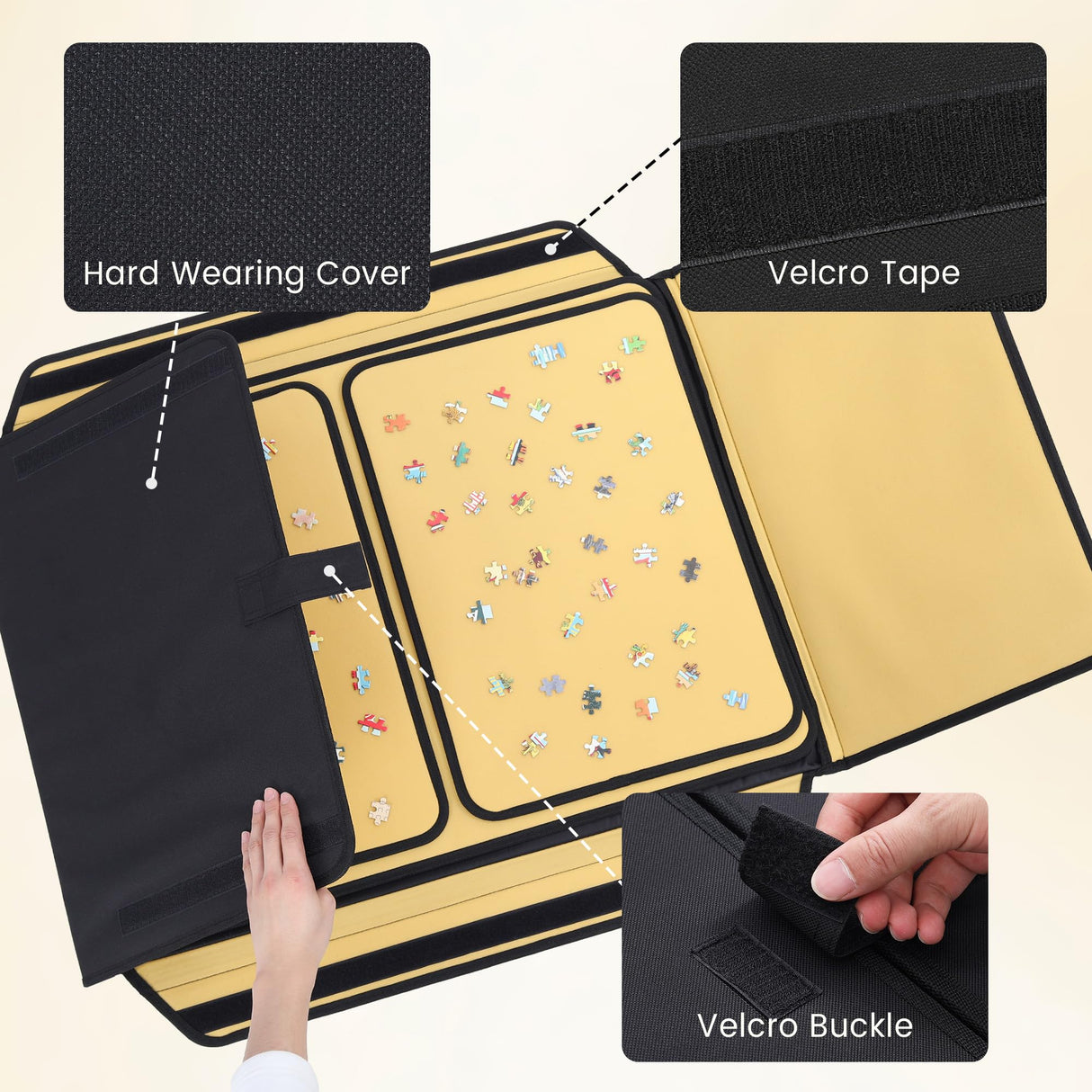 KROFEM 1500 Pieces Jigsaw Puzzle Board, Portable Puzzle Mat with Non-Slip Surface, Sorting Trays, Puzzle Keeper Puzzle Caddy, Jigsaw Puzzle Table Board KROFEM