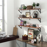 Heimlove Floating Shelves for Wall, 36 Inch Long Wood Floating Bookshelf Set of 3, Wall Mounted Hanging Shelf for Bathroom Bedroom Kitchen, Rustic Brown Heimlove