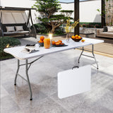 Linkriseed 6FT Folding Picnic Table for Outdoor, Portable, Foldable Table for Camping, Parties, with Carrying Handle (White, 1 Pack) Linkriseed