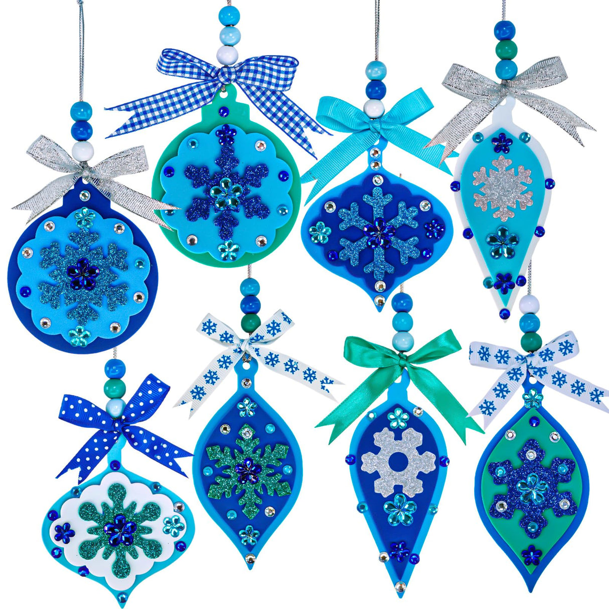 Winlyn 24 Sets Christmas Craft Kits Winter Crafts DIY Snowflake Baubles Ornaments Decorations Snowflake Foam Stickers Christmas Arts and Crafts for Kids Holiday Classroom Art Activities Party Favors Winlyn