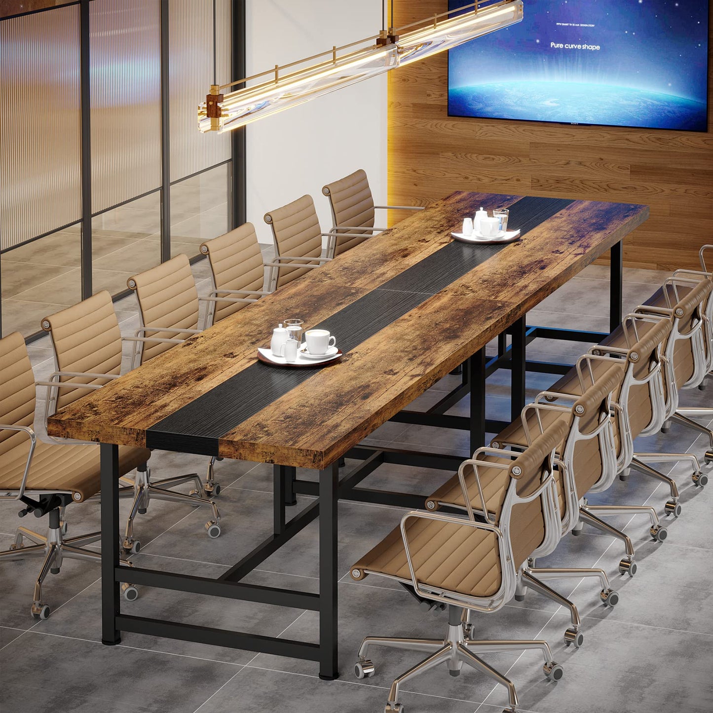 Tribesigns 6FT Conference Table, 71 in Meeting Table, Rectangular Seminar Table, Modern Conferernce Room Table, Large Computer Desk for Office, Boardroom, Meeting Room - WoodArtSupply