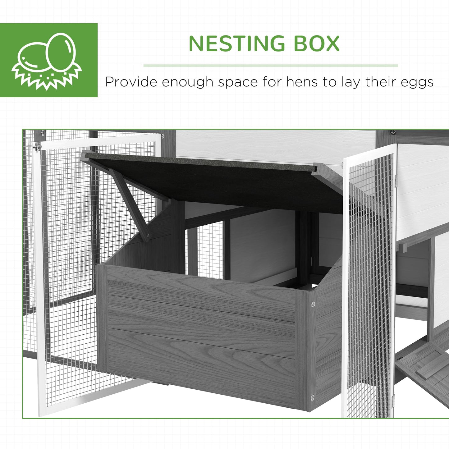 PawHut 100" Chicken Coop Wooden Chicken House Large Rabbit Hutch Poultry Cage Hen Pen Backyard with Double Run, Nesting Box - WoodArtSupply