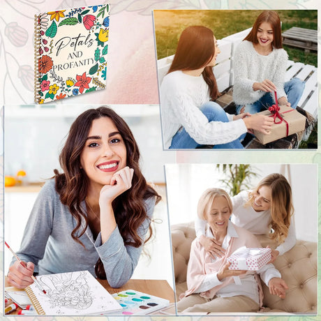 7×8.2in Adult Coloring Book Set for Relaxation, Spiral Bound Coloring Book for Women with 24 Colors Markers, Mindfulness Stress Relief 32 Patterns for Adults, Teens, Gift Prudiut