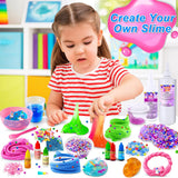 YOPINSAND DIY Slime Kit for Girls, Slime Making Kit for Girls 6-12, Glimmer Crunchy, Butter, Foam, Cloud Slime with Add-ins, Foam Balls, Charms, Party Favors Gift Toys for Kids YOPINSAND