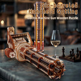 3D Wooden Puzzle Gun for Adults, Rubber Band 3D Gun Puzzle, Electric Gatling Gun Model Building Kit, Wood 3D Puzzle, Hobby Kits for Men, Wooden Building Set for Adults Teens (272 PCS) OWNONE 1