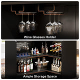 Tribesigns Bar Cabinet, L-Shaped Home Bar Table with Stemware Racks, 4-Tier Corner Bar Unit Liquor Wine Bar Table Reception Desk for Home Pub, Black Tribesigns