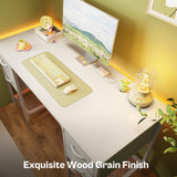 Huuger 47 Inch Computer Desk with 4 Drawers, Office Desk with Mesh Shelf, Gaming Desk, Large Storage, Writing Desk Work Desk for Home Office, Study, Bedroom, Work from Home, White Huuger