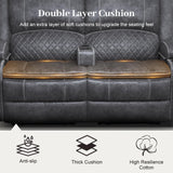 Yolsali Loveseat Recliner Sofa, Manual Reclining Loveseat with Removable Armrest, Dutch Velvet Recliner Loveseat for Adults with 2-Tier Cushions, USB Charging Ports, Cup Holders - Grey Yolsali