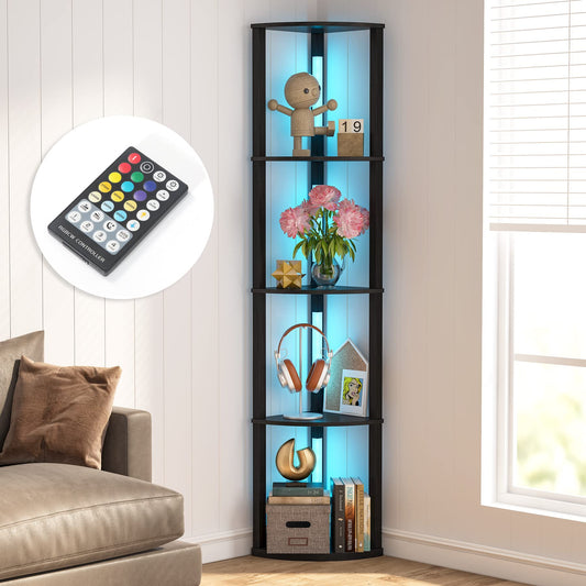 Tribesigns LED Corner Display Shelf with Dimmable Lighting and Colour Options - WoodArtSupply