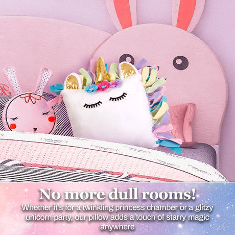 Pinwheel Crafts Unicorn Pillow Kit - DIY Arts and Crafts for Kids Ages 6 7 8-12+ Years, No Sewing Kit for Kids, Unicorn White Pillow Craft Kits for Birthday, Christmas Gifts for Girls Pinwheel Crafts