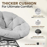 CraftVie Premium Oversized Papasan Chair with Cushion and Frame – 48'' Extra-Thick Cushion (7'' + Exclusive 1.75'' Support Pad), Supports 450 lbs – 360° Swivel Bedroom Chair, or Reading Chair CraftVie