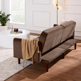 Best Choice Products 77" Mid Century Modern Velvet Loveseat Sofa, Couch, Convertible Sofa Sleeper Bed w/Real Wood, Removable Armrest - Mocha Brown Best Choice Products