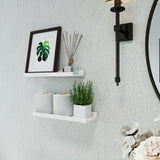 Solrot White Floating Shelves for Wall Decor, Wall Mounted Wood Storage Shelf for Bedroom, Living Room, Bathroom, Kitchen, Nursery, Display Picture Ledge Shelf with Lip Set of 2-14 Inches, White Solrot