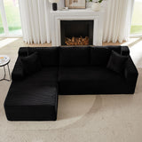 104 Inch Cloud Sectional Couch with L-Shape Chaise,Modern Upholstered Couches with Deep Seat,Corduroy Sponge Compressed Sofa for Living Room,No Assembly Required (Black) ZKJOLMN