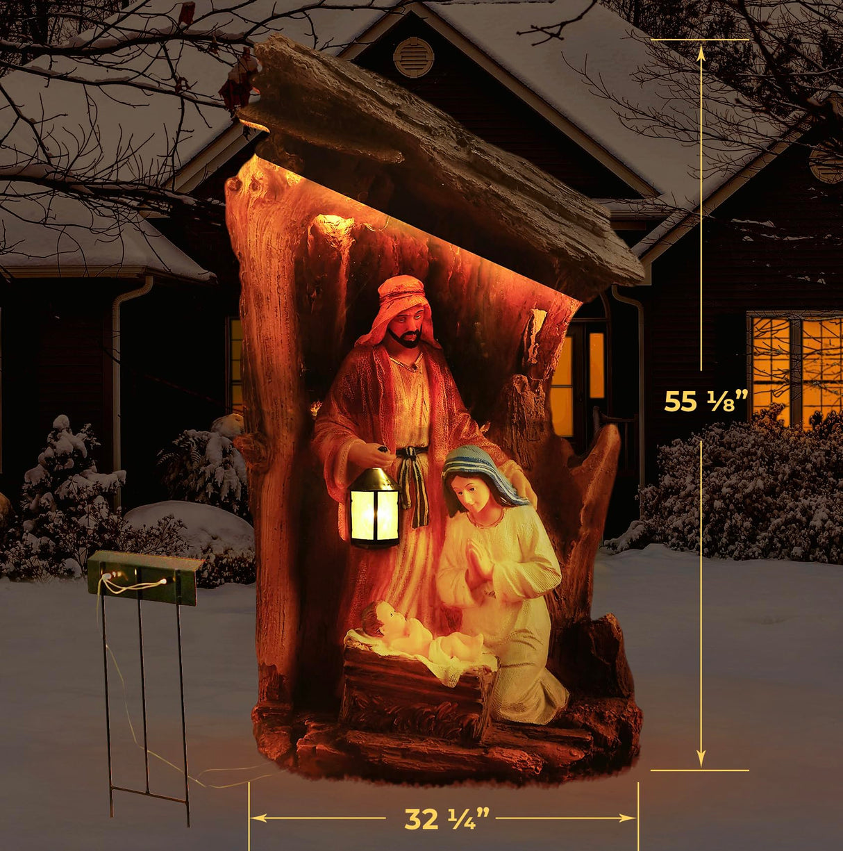 Three Kings Gifts Christmas Outdoor Nativity Scene - 55" Life-Like Scene of The Holy Family Nativity Scene Outdoor bathed in Soft Amber Light - Sturdy & Durable Yard Nativity Scene for Winter THREE KINGS GIFTS THE ORIGINAL GIFTS OF CHRISTMAS