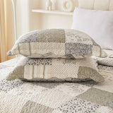 Cmfshape Summer Floral King Quilt Set,Grey Patchwork Quilts King,Reversible Quilted Bedspread with 2 Shams, Vintage Farmhouse Coverlet(Grey, King102 x90) Cmfshape