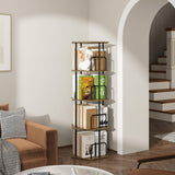 SUNMORY 4 Tier Rotating Bookshelf Tower, Revolving 360 ° Spinning Bookcase, Hexagonal Corner Book Shelf Storage Carousel, Vertical Rotate Turning Organizer Book Shelves for Living Room Office Bedroom SUNMORY