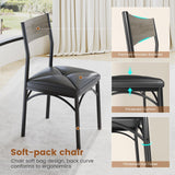 Itaar Round Extendable Dining Table Set for 4-6 People, 5-Piece Kitchen Table Set with 4 Cushion Chairs, Dining Room Table for 6 with MDF Board & Metal Frame for Small Space, Easy Clean, Rustic Grey Itaar