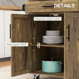 HOMCOM Kitchen Island Cart Rolling Trolley Cart with Drawer, Storage Cabinet & Towel Rack, Rustic Brown HOMCOM