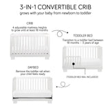 Babyletto Modo 3-in-1 Convertible Crib with Toddler Bed Conversion Kit in White, Greenguard Gold Certified babyletto