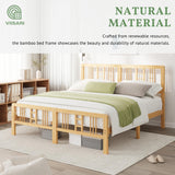 Viisari Bamboo Wood King Size Bed Frame with Headboard and Footboard, 10 Inch Platform King Bed Frame with Steel Slats, Solid Foundation, Easy Assembly, Ample Under-Bed Storage, Noise-Free Viisari