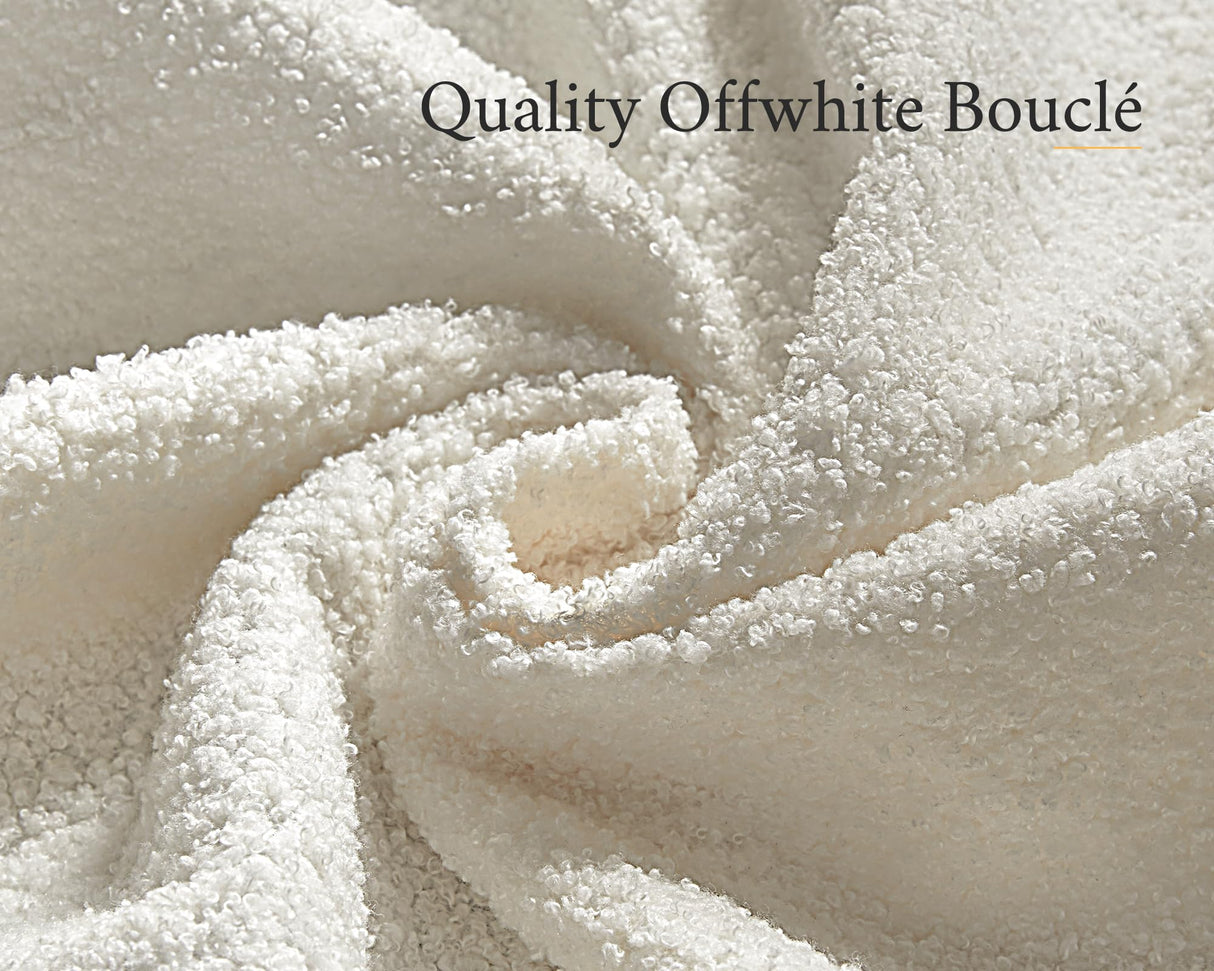 VanAcc 89 Inch Reversible L Shape Sofa, Convertible Sofa with Storage, L Shape Couch with Chaise, Comfy Couches for Living Room, White Bouclé VanAcc