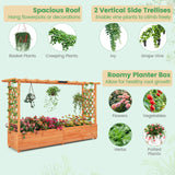 Giantex Raised Garden Bed with 2-Sided Trellis & Hanging Roof, Fir Wood Planter Box w/Drainage Holes, Bottom Gaps, Freestanding Garden Planter for Flowers Herbs Climbing Vines (79" x 17.5" x 45") Giantex