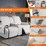 VANSOFY Loveseat Recliner Cover with Console 100% Waterproof Sofa Slipcovers Non-Slip Reclining Couch Cover Split Sofa Covers Furniture Protector for Pets, Dogs(Off White) VANSOFY